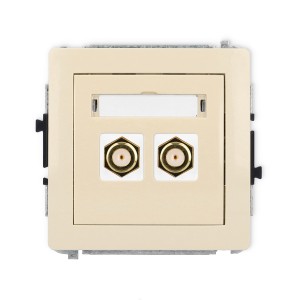 Mechanizm gniazda antenowego podwójnego typu F (SAT) pozłacany Karlik DECO beżowy 1DGF-2.1