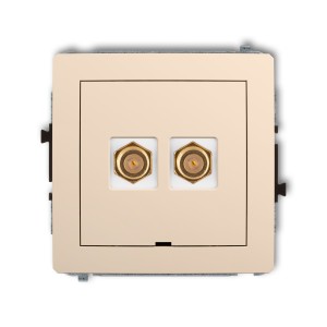 Mechanizm gniazda antenowego podwójnego typu F (SAT) pozłacany, bez pola opisowego Karlik DECO beżowy 1DGFBO-2.1