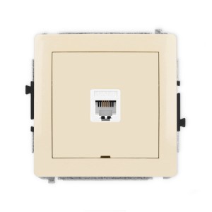 Mechanizm gniazda telefonicznego pojedynczego 1xRJ11, 4-stykowy, beznarzędziowe, bez pola opisowego Karlik DECO beżowy 1DGTBO-1