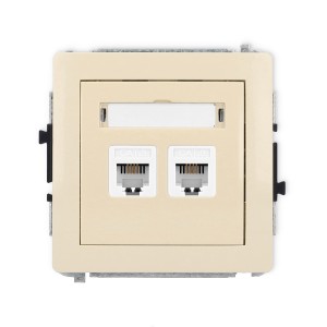 Mechanizm gniazda telefonicznego podwójnego 2xRJ11, 4-stykowy, beznarzędziowe Karlik DECO beżowy 1DGT-2