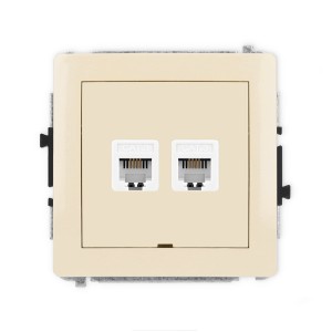 Mechanizm gniazda telefonicznego podwójnego 2xRJ11, 4-stykowy, beznarzędziowe, bez pola opisowego Karlik DECO beżowy 1DGTBO-2