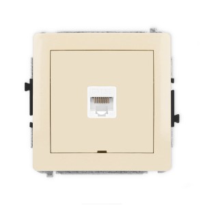 Mechanizm gniazda komputerowego pojedynczego 1xRJ45, kat. 5e, 8-stykowy, bez pola opisowego Karlik DECO beżowy 1DGKBO-1