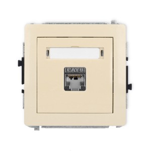 Mechanizm gniazda komputerowego pojedynczego 1xRJ45, kat. 5e, ekranowany, 8-stykowy Karlik DECO beżowy 1DGK-1e