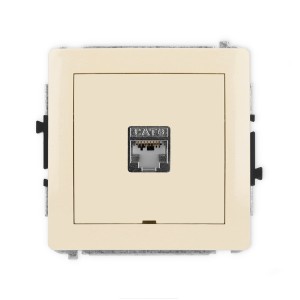 Mechanizm gniazda komputerowego pojedynczego 1xRJ45, kat. 5e, ekranowany, 8-stykowy, bez pola opisowego Karlik DECO beżowy 1DGKBO-1e