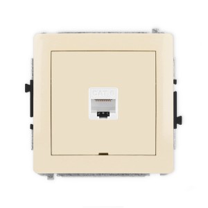 Mechanizm gniazda komputerowego pojedynczego 1xRJ45, kat. 6, 8-stykowy, bez pola opisowego Karlik DECO beżowy 1DGKBO-3