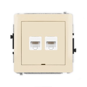 Mechanizm gniazda komputerowego podwójnego 2xRJ45, kat. 5e, 8-stykowy, bez pola opisowego Karlik DECO beżowy 1DGKBO-2