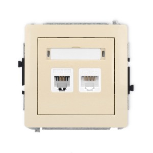 Mechanizm gniazda telefonicznego pojedynczego 1xRJ11 + komputerowego pojedynczego 1xRJ45, kat. 5e, 8-stykowy, beznarzędziowe Karlik DECO beżowy 1DGTK