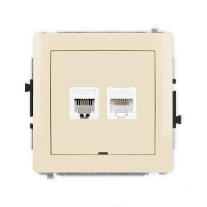 Mechanizm gniazda telefonicznego pojedynczego 1xRJ11 + komputerowego pojedynczego 1xRJ45, kat. 5e, 8-stykowy, beznarzędziowe, bez pola opisowego Karlik DECO beżowy 1DGTKBO