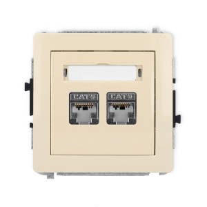 Mechanizm gniazda komputerowego podwójnego 2xRJ45, kat. 6, ekranowany, 8-stykowy Karlik DECO beżowy 1DGK-6