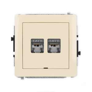 Mechanizm gniazda komputerowego podwójnego 2xRJ45, kat. 6, ekranowany, 8-stykowy, bez pola opisowego Karlik DECO beżowy 1DGKBO-6
