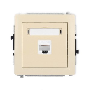 Mechanizm gniazda komputerowego pojedynczego 1xRJ45, kat. 6A, 8-stykowy Karlik DECO beżowy 1DGK-7