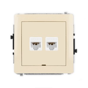Mechanizm gniazda komputerowego podwójnego 2xRJ45, kat. 6A, 8-stykowy, bez pola opisowego Karlik DECO beżowy 1DGKBO-8