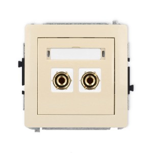Mechanizm gniazda głośnikowego pojedynczego (typu banan - czerwony i czarny, pozłacany, 4 mm2, do lutowania) Karlik DECO beżowy 1DGG-3