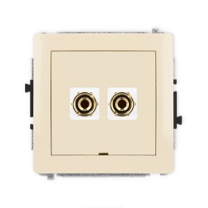 Mechanizm gniazda głośnikowego pojedynczego, bez pola opisowego (typu banan - czerwony i czarny, pozłacany, 4 mm2, do lutowania) Karlik DECO beżowy 1DGGBO-3