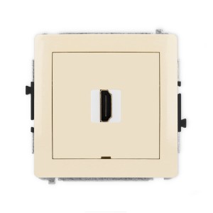 Mechanizm gniazda pojedynczego HDMI 2.0, 4K, bez pola opisowego Karlik DECO beżowy 1DHDMIBO-3