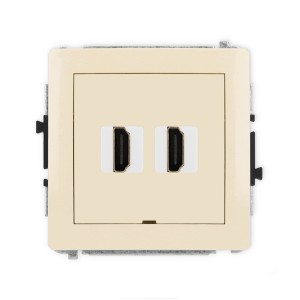 Mechanizm gniazda podwójnego HDMI 2.1, 8K, bez pola opisowego Karlik DECO beżowy 1DHDMIBO-6