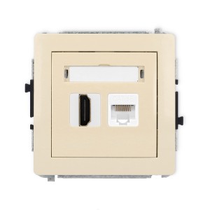 Mechanizm gniazda pojedynczego HDMI 2.0, 4K + gniazda komp. poj. 1xRJ45, kat. 5e, 8-stykowy Karlik DECO beżowy 1DGHK-45e