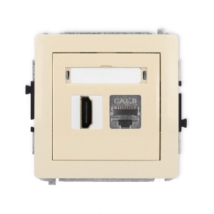 Mechanizm gniazda pojedynczego HDMI 2.1, 8K + gniazda komp. poj. 1xRJ45, kat. 8, ekranowany, 8-stykowy Karlik DECO beżowy 1DGHK-88