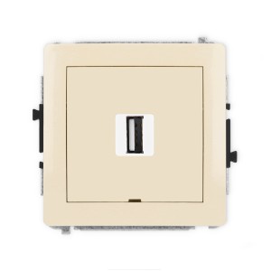 Mechanizm gniazda pojedynczego USB A-A 2.0, bez pola opisowego Karlik DECO beżowy 1DGUSBBO-1