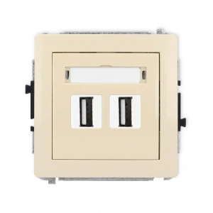 Mechanizm gniazda podwójnego 2xUSB A-A 2.0 Karlik DECO beżowy 1DGUSB-2