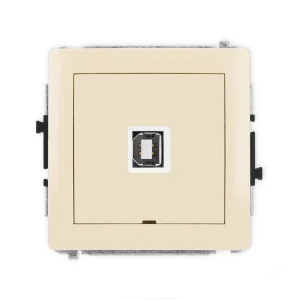 Mechanizm gniazda pojedynczego USB A-B 2.0, bez pola opisowego Karlik DECO beżowy 1DGUSBBO-3