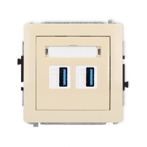 Mechanizm gniazda podwójnego 2xUSB A-A 3.0 Karlik DECO beżowy 1DGUSB-6