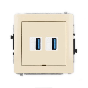 Mechanizm gniazda podwójnego 2xUSB A-A 3.0, bez pola opisowego Karlik DECO beżowy 1DGUSBBO-6