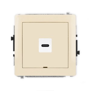 Mechanizm gniazda pojedynczego 1xUSB C-C, bez pola opisowego Karlik DECO beżowy 1DGUSBBO-7