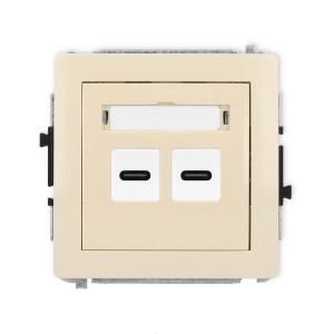 Mechanizm gniazda podwójnego 2xUSB C-C Karlik DECO beżowy 1DGUSB-8