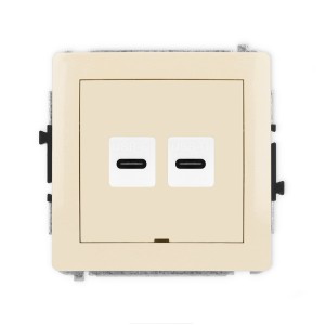 Mechanizm gniazda podwójnego 2xUSB C-C, bez pola opisowego Karlik DECO beżowy 1DGUSBBO-8
