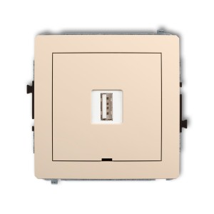 Mechanizm ładowarki USB pojedynczej USB A, 10W max., 5V, 2A, bez pola opisowego Karlik DECO beżowy 1DCUSBBO-3