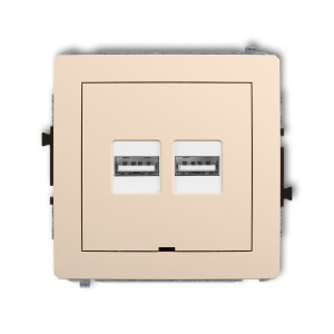 Mechanizm ładowarki USB podwójnej 2xUSB A, 15,5W max., 5V, 3.1A, bez pola opisowego Karlik DECO beżowy 1DCUSBBO-6