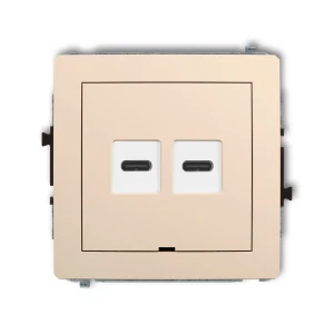 Mechanizm ładowarki USB podwójnej 2xUSB C, 20W max., bez pola opisowego Karlik DECO beżowy 1DCUSBBO-7