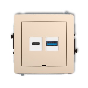 Mechanizm ładowarki USB podwójnej USB C + USB A, 20W max., bez pola opisowego Karlik DECO beżowy 1DCUSBBO-8