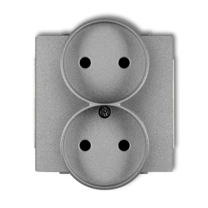 Mechanizm gniazda podwójnego do ramki bez uziemienia 2x2P (przesłony torów prądowych) Karlik DECO srebrny metalik 7DGPR-2p