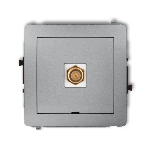 Mechanizm gniazda antenowego pojedynczego typu F (SAT) pozłacany, bez pola opisowego Karlik DECO srebrny metalik 7DGFBO-1.1