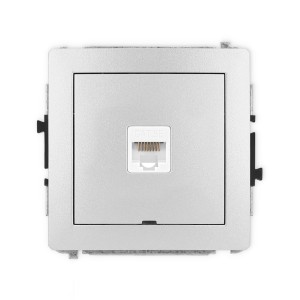 Mechanizm gniazda komputerowego pojedynczego 1xRJ45, kat. 5e, 8-stykowy, bez pola opisowego Karlik DECO srebrny metalik 7DGKBO-1