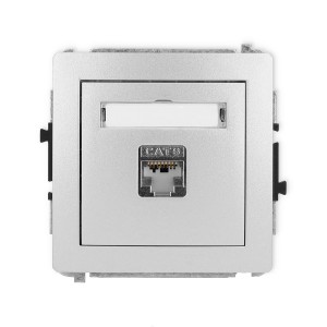 Mechanizm gniazda komputerowego pojedynczego 1xRJ45, kat. 5e, ekranowany, 8-stykowy Karlik DECO srebrny metalik 7DGK-1e
