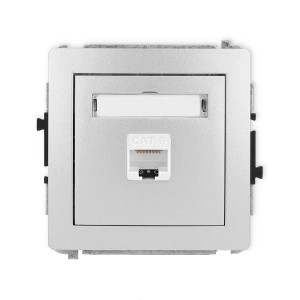 Mechanizm gniazda komputerowego pojedynczego 1xRJ45, kat. 6, 8-stykowy Karlik DECO srebrny metalik 7DGK-3