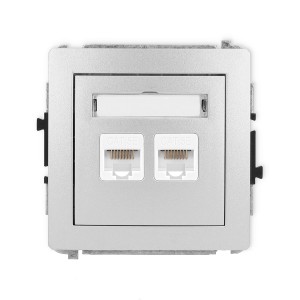 Mechanizm gniazda komputerowego podwójnego 2xRJ45, kat. 5e, 8-stykowy Karlik DECO srebrny metalik 7DGK-2