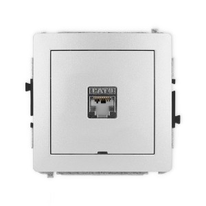 Mechanizm gniazda komputerowego pojedynczego 1xRJ45, kat. 6, ekranowany, 8-stykowy, bez pola opisowego Karlik DECO srebrny metalik 7DGKBO-5