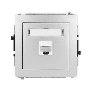 Mechanizm gniazda komputerowego pojedynczego 1xRJ45, kat. 6A, 8-stykowy Karlik DECO srebrny metalik 7DGK-7