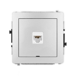 Mechanizm gniazda komputerowego pojedynczego 1xRJ45, kat. 6A, 8-stykowy, bez pola opisowego Karlik DECO srebrny metalik 7DGKBO-7