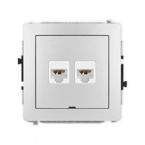 Mechanizm gniazda komputerowego podwójnego 2xRJ45, kat. 6A, 8-stykowy, bez pola opisowego Karlik DECO srebrny metalik 7DGKBO-8