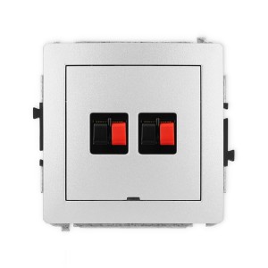 Mechanizm gniazda głośnikowego podwójnego, bez pola opisowego Karlik DECO srebrny metalik 7DGGBO-2