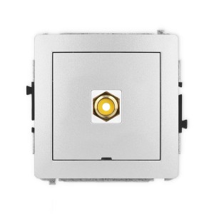 Mechanizm gniazda pojedynczego RCA, bez pola opisowego (typu cinch - żółty, pozłacany) Karlik DECO srebrny metalik 7DGRCABO-1