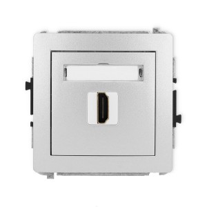Mechanizm gniazda pojedynczego HDMI 2.0, 4K Karlik DECO srebrny metalik 7DHDMI-3