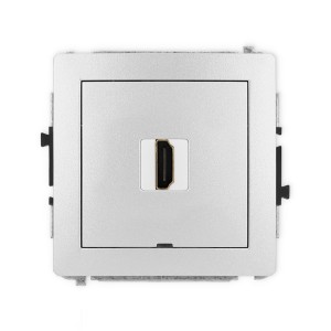 Mechanizm gniazda pojedynczego HDMI 2.0, 4K, bez pola opisowego Karlik DECO srebrny metalik 7DHDMIBO-3