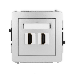 Mechanizm gniazda podwójnego HDMI 2.1, 8K Karlik DECO srebrny metalik 7DHDMI-6