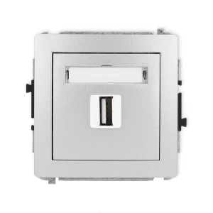 Mechanizm gniazda pojedynczego USB A-A 2.0 Karlik DECO srebrny metalik 7DGUSB-1